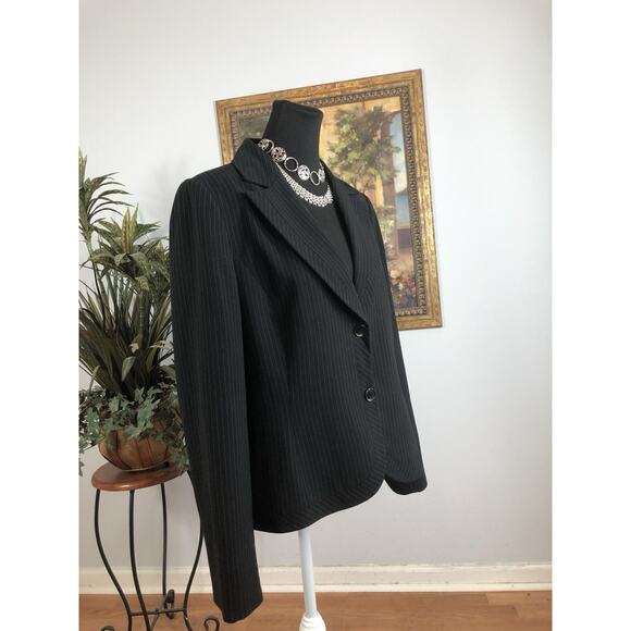 Liz Claiborne Suits Women Jacket 16 Clueless Preppy Office Siren Blue 2 Buttons - Picture 2 of 10